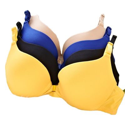 Nilon Katun 32a 38A Sexy Wanita Bra Polos Dicelup Depan Penutupan Bra Secangkir Penuh