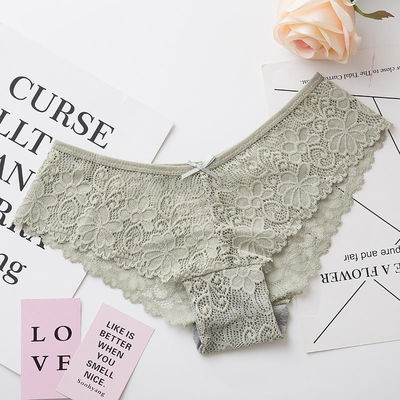 XL Rami Nilon Pakaian Dalam One Piece Bra Panty Celana Bernapas Renda Hollow