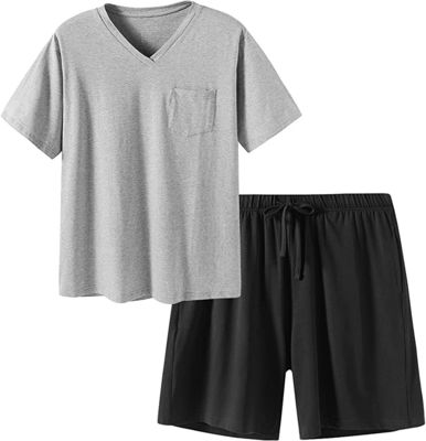 2XL L Mens Baju Tidur Hangat Piyama Dua Potong Rajutan Baju Malam Set