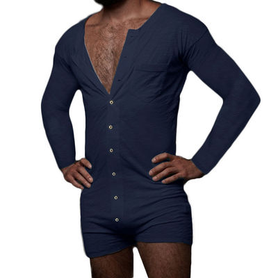 Sexy Mens Summer Piyama Set Solid Tanpa Lengan Pria Sexy Onesie Jumpsuit