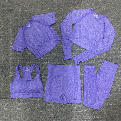 Nylon Polyester Spandex Cropped Lengan Panjang Workout Top Gym Wear Ribbed Sportswear