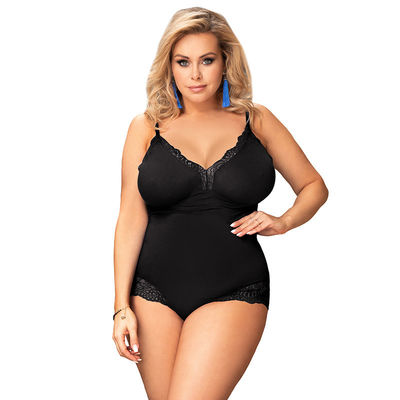 Polyester Floral Plus Babydoll Lingerie Putih S-XL Musim Gugur Renda Seksi Suspender Onesie