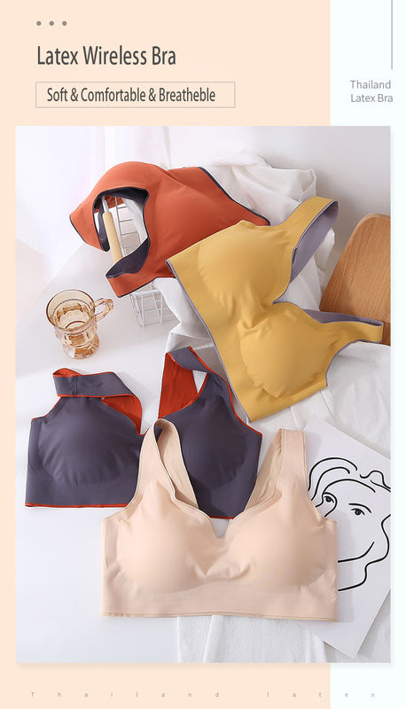 Nylon Wanita Seamless Sport Bra Nyaman Penutup Belakang Lateks Polos Dicelup