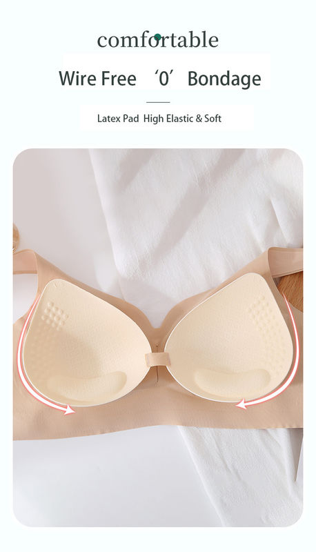 Nylon Wanita Seamless Sport Bra Nyaman Penutup Belakang Lateks Polos Dicelup