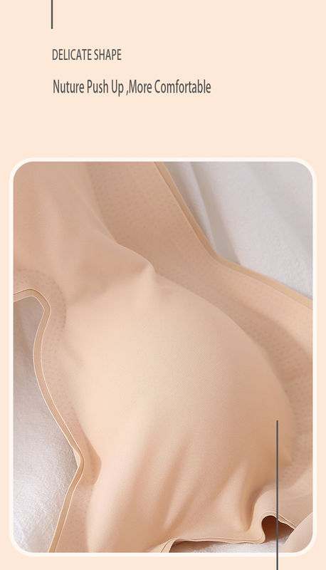 Nylon Wanita Seamless Sport Bra Nyaman Penutup Belakang Lateks Polos Dicelup