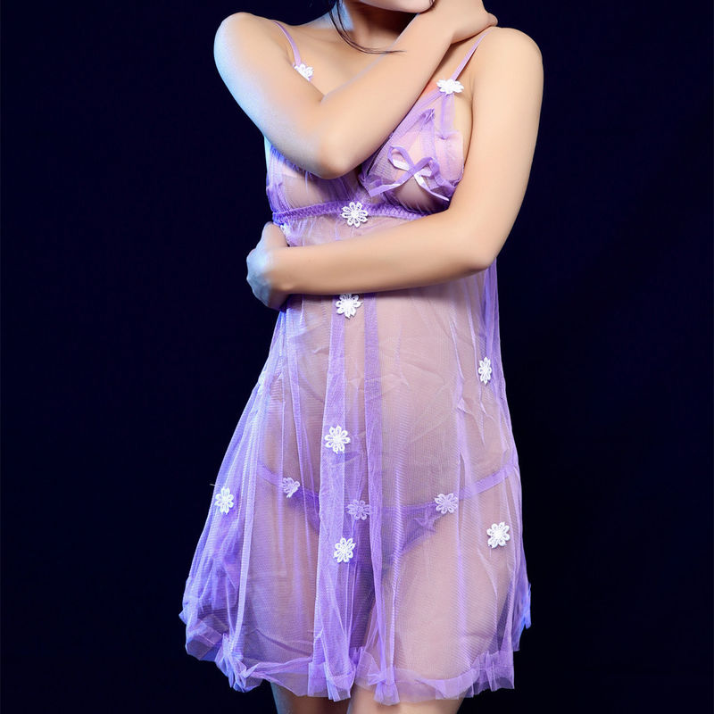 Lingerie Seksi Wanita Sling Mesh Rok Pendek Transparan Godaan