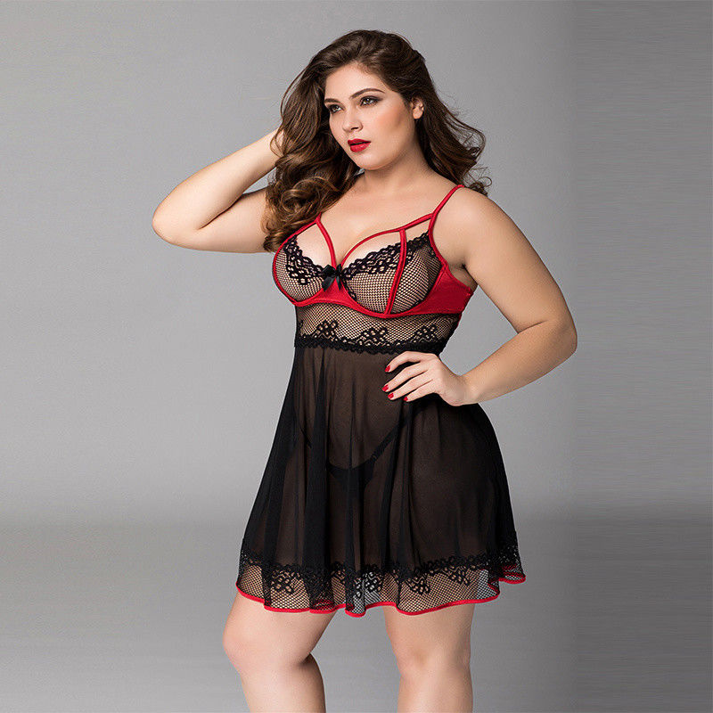 Floral Plus Babydoll Lingerie Kucing 3x Pakaian Intim Wanita Ukuran Besar