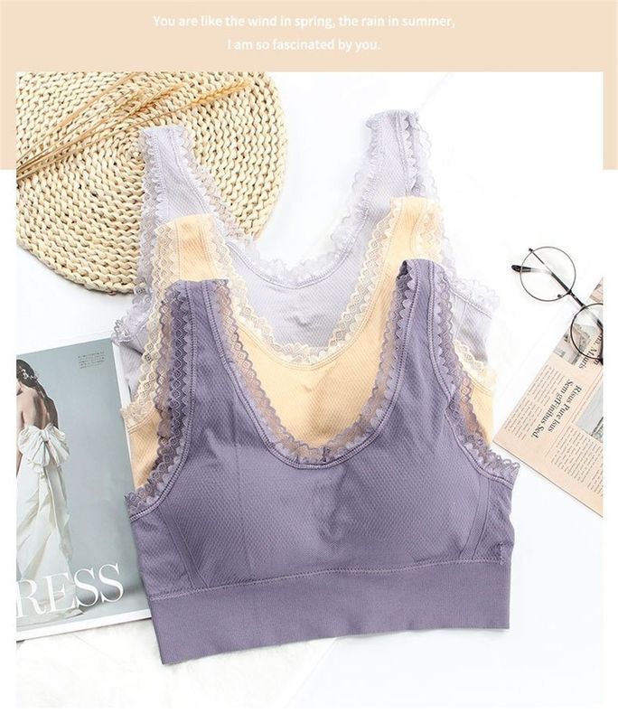 85D 75B 80A Nylon Bra Wanita Besar Mulus Celana Renda Katun Floral