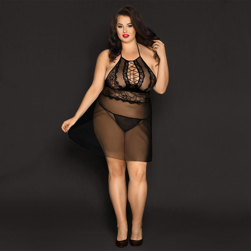 Sleeping Transparan Renda Baju Tidur Babydoll Chemise Piyama 70kg