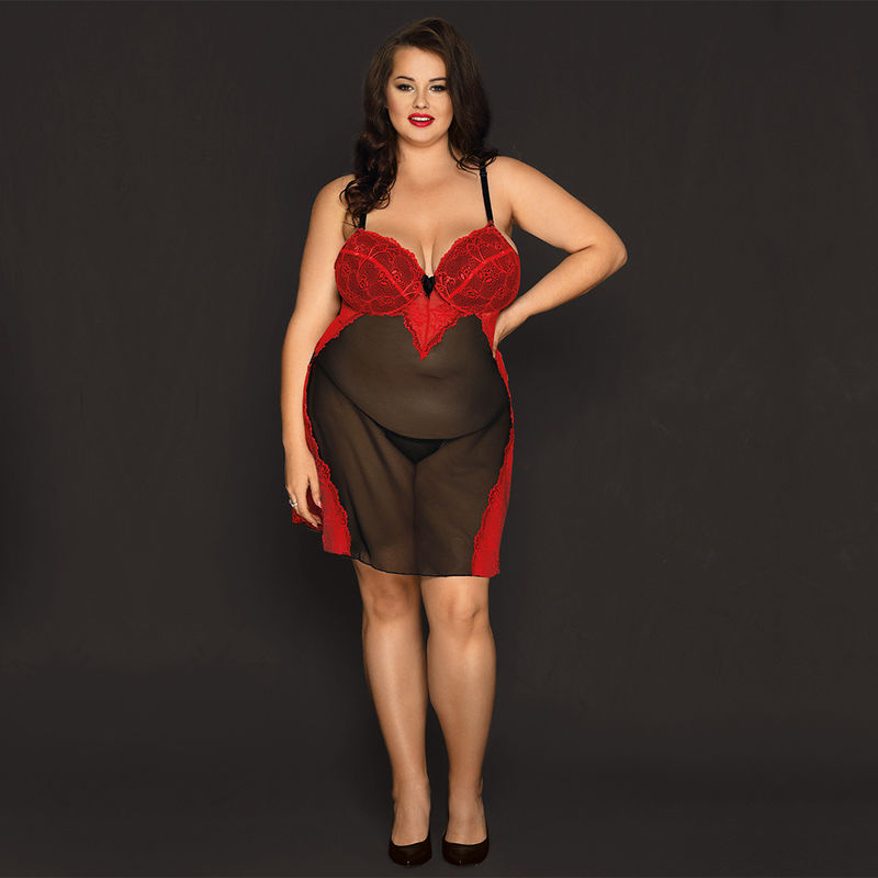 Sleeping Transparan Renda Baju Tidur Babydoll Chemise Piyama 70kg