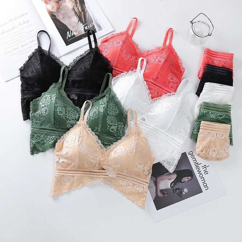 Bernapas Sexy Panty Bra Set 40kg 65KG Bra Renda Hitam Dan Pakaian Dalam