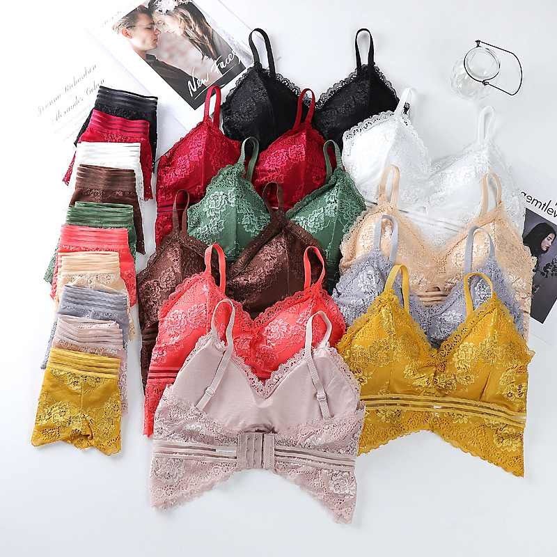Bernapas Sexy Panty Bra Set 40kg 65KG Bra Renda Hitam Dan Pakaian Dalam