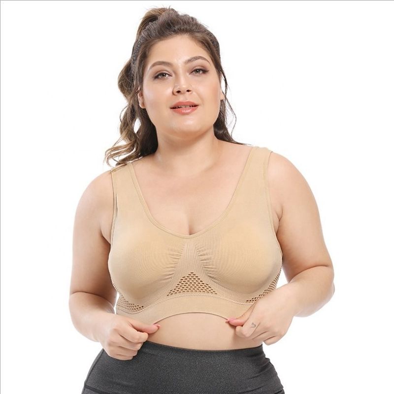 Olahraga Yoga Bra Wanita Besar 44C 44D 3XL 4XL Pakaian Dalam Renda Katun