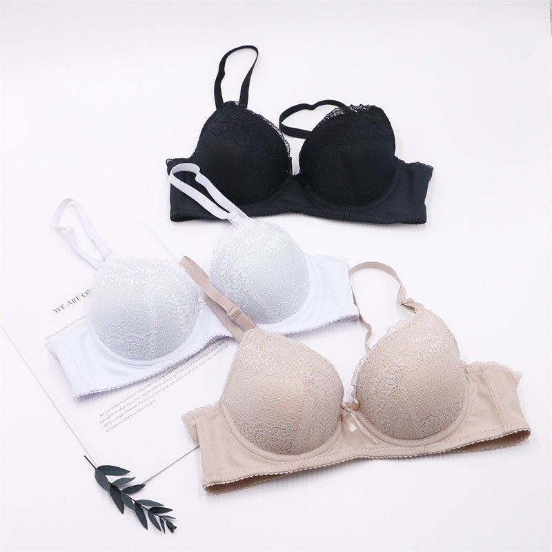 75B 75C Lace Push Up Bralette Bra 50kg 60kg Rajutan Wanita Anti-Bakteri