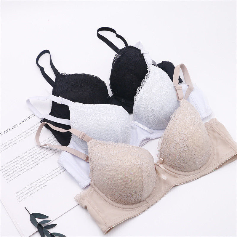 75B 75C Lace Push Up Bralette Bra 50kg 60kg Rajutan Wanita Anti-Bakteri