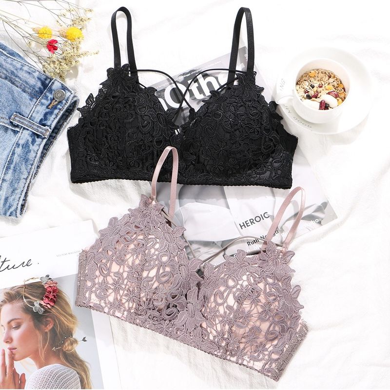 Bra Seksi Anti-Statis Penty Set Pakaian Dalam Sutra Padat Polos Dicelup Technics