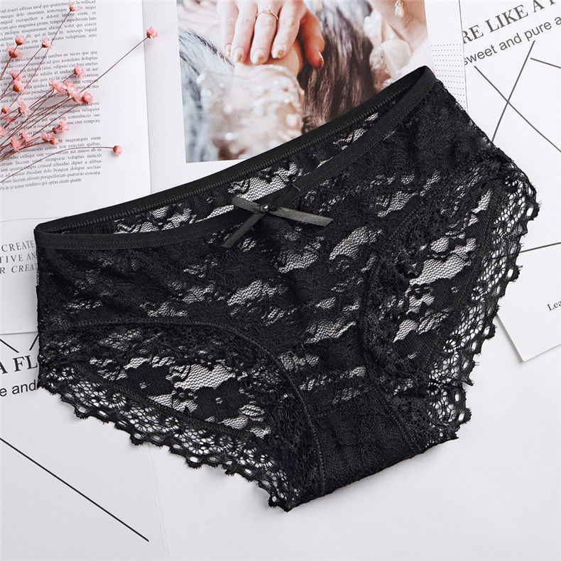 Sexy Rajutan Hitam Katun Seamless Underwear Undies Spandex 3XL Hollow Mesh