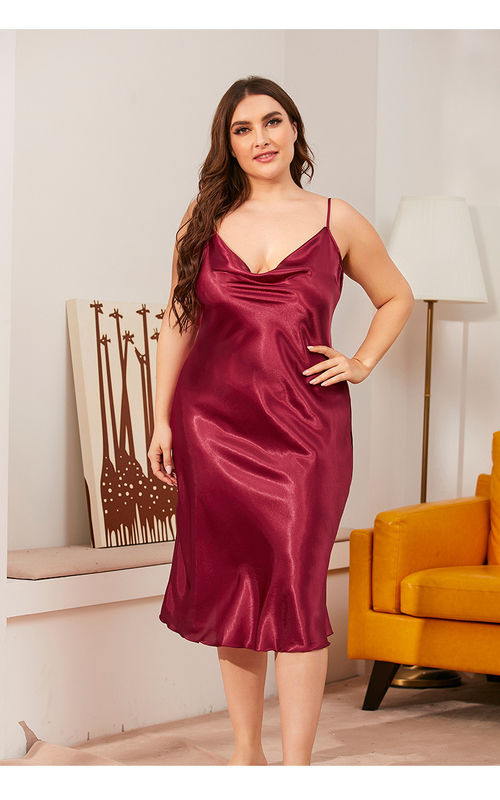 Satin Rajutan Seksi Sutra Baju Tidur Piyama Nilon Tanpa Lengan Gaun Malam