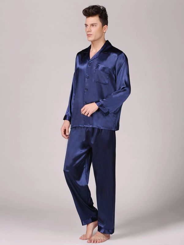 Setnotch Mens Sleepwear Sutra Hangat Musim Dingin Mens Piyama Pjs Lounge