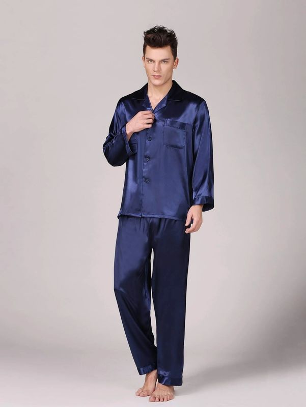 Setnotch Mens Sleepwear Sutra Hangat Musim Dingin Mens Piyama Pjs Lounge