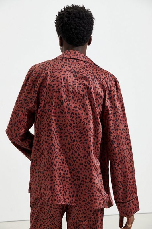 Kerah Kontras Sutra Satin Piyama Pria Lengan Panjang Polyester Pjs Baju Tidur