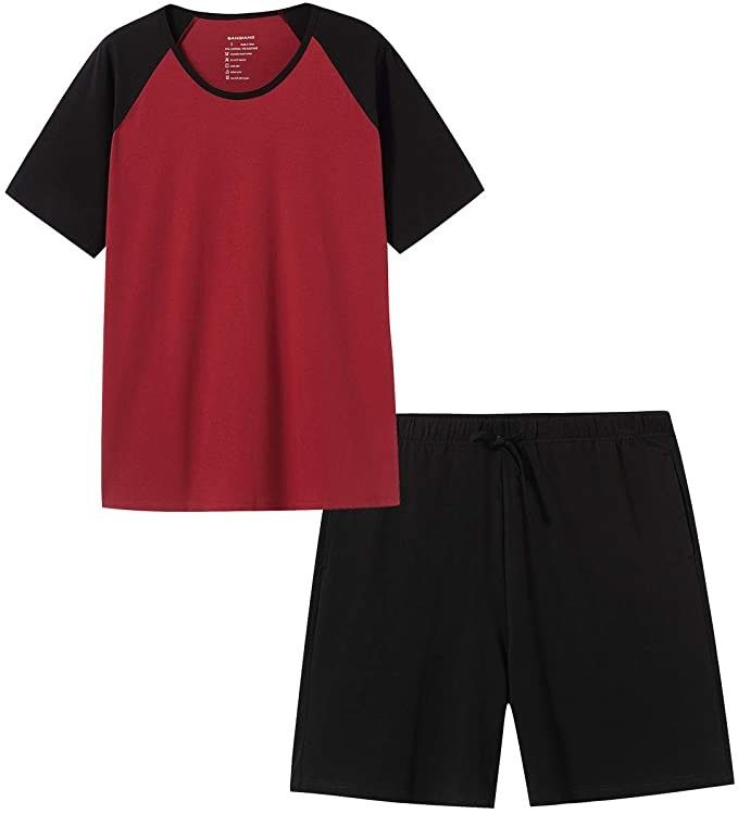 2XL L Mens Baju Tidur Hangat Piyama Dua Potong Rajutan Baju Malam Set