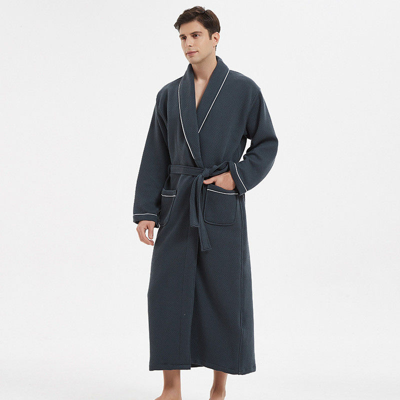Plus Loungewear Mens Sleepwear Kain Katun Polos Hangat Pjs Untuk Pria