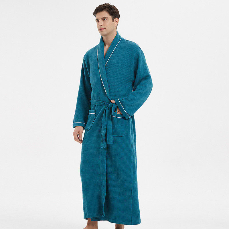 Plus Loungewear Mens Sleepwear Kain Katun Polos Hangat Pjs Untuk Pria