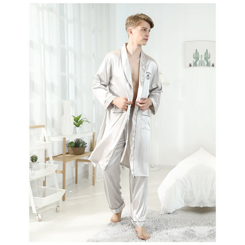 Baju Tidur Pria Musim Panas Pj Set Satin Sutra Pria Katun Musim Panas Piyama