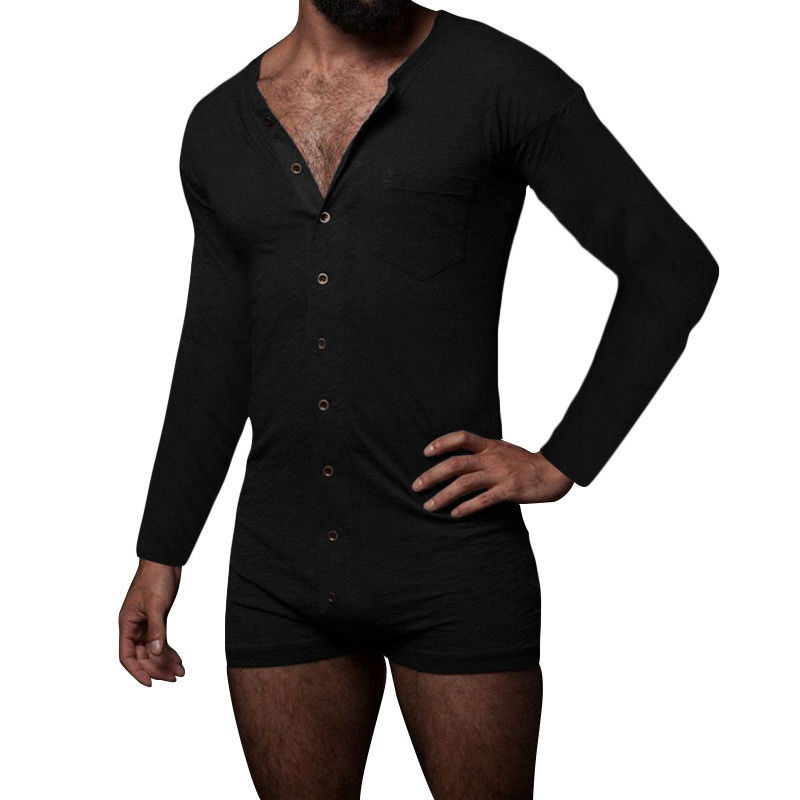 Sexy Mens Summer Piyama Set Solid Tanpa Lengan Pria Sexy Onesie Jumpsuit