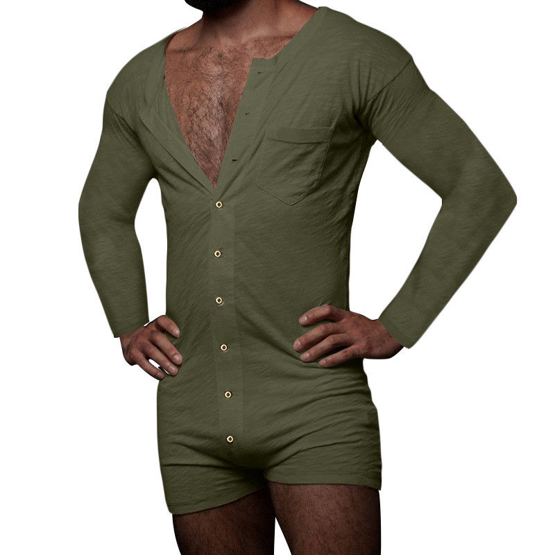 Sexy Mens Summer Piyama Set Solid Tanpa Lengan Pria Sexy Onesie Jumpsuit