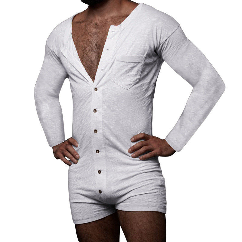 Sexy Mens Summer Piyama Set Solid Tanpa Lengan Pria Sexy Onesie Jumpsuit