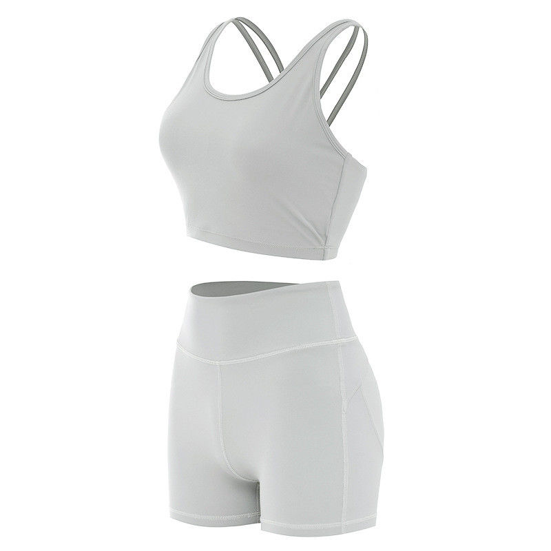 Pantat Lifying Celana Pendek Wanita Olahraga Bra Ribbed Seamless Workout Set Pakaian Aktif