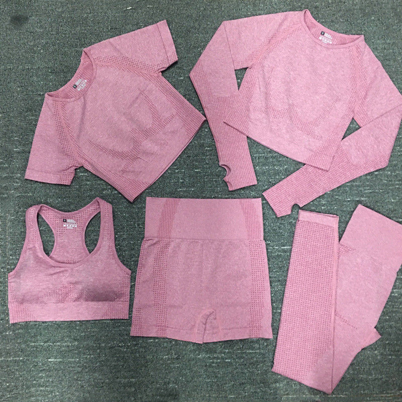 Nylon Polyester Spandex Cropped Lengan Panjang Workout Top Gym Wear Ribbed Sportswear
