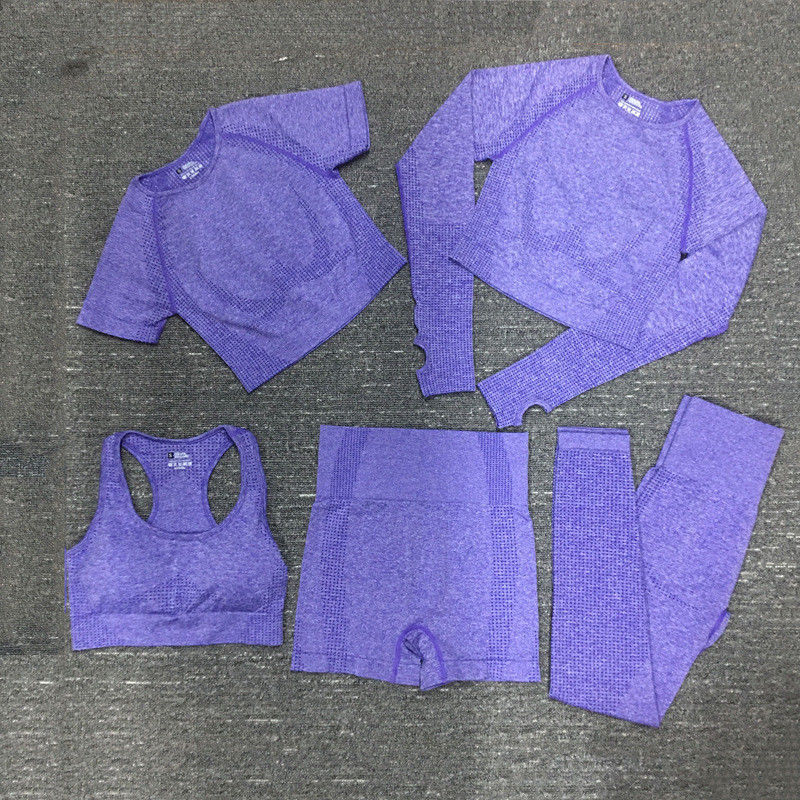 Nylon Polyester Spandex Cropped Lengan Panjang Workout Top Gym Wear Ribbed Sportswear