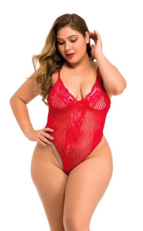 Godaan Tanpa Lengan Plus Lingerie Babydoll Renda Putih L-5XL Polyester 95