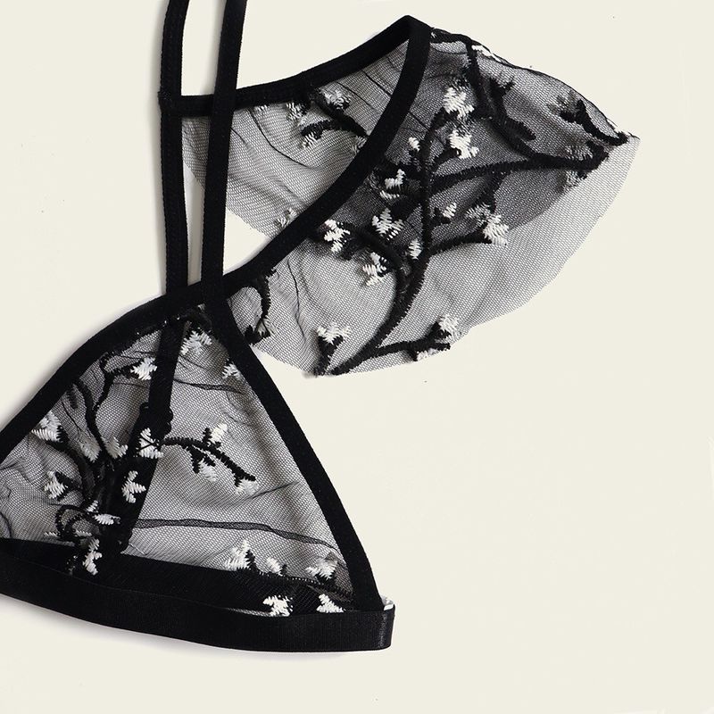 Bernapas Antibakteri Seksi Transparan Renda 82 Poliamida Bunga Renda Bralette