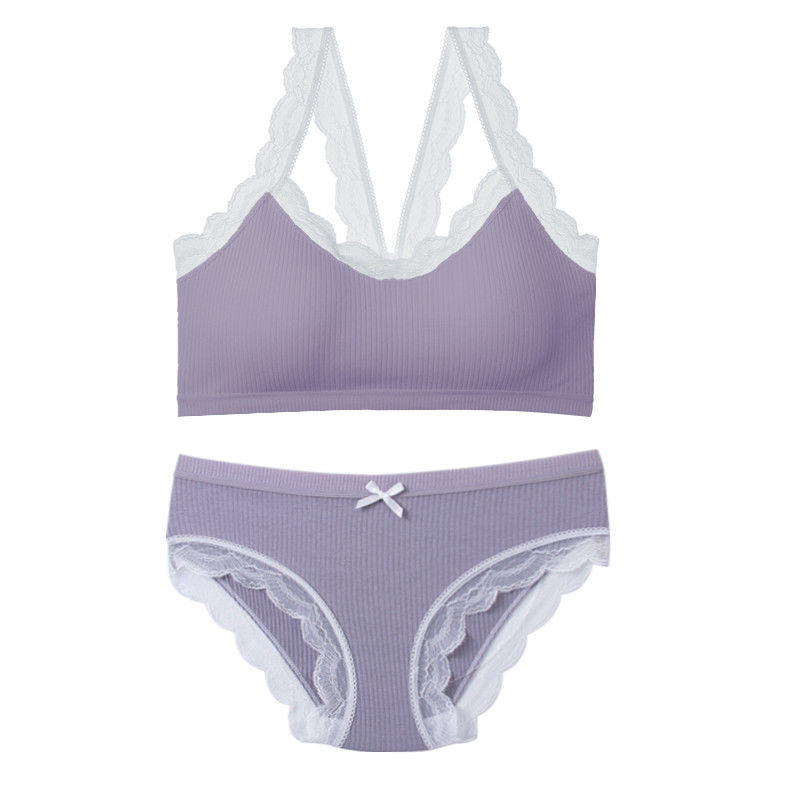Halter Sexy Panty Bra Set XXL 75B 75C 75D Seamless Wire Free Bra