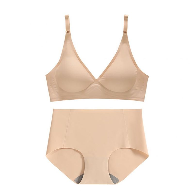 Woven Racerback Seamless V-Neck Bralette Ribbed 3/4 Cup Push Up Bra
