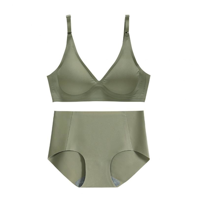 Woven Racerback Seamless V-Neck Bralette Ribbed 3/4 Cup Push Up Bra